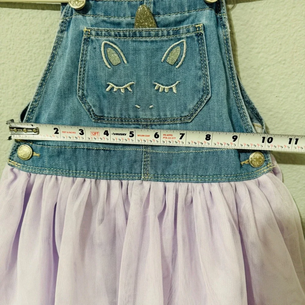 OshKosh Bgosh Girls‎ 4T Unicorn Denim Overall Dress Lavender Tulle Birthday